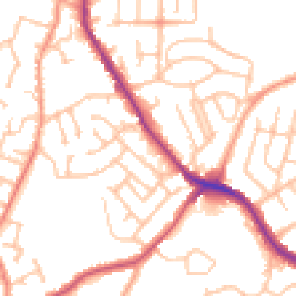 Daytime road noise heatmap for DY3 2DA