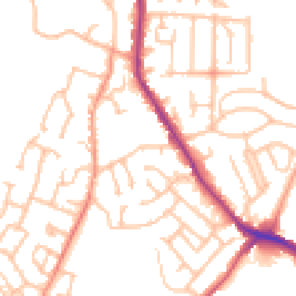 Daytime road noise heatmap for DY3 2DE