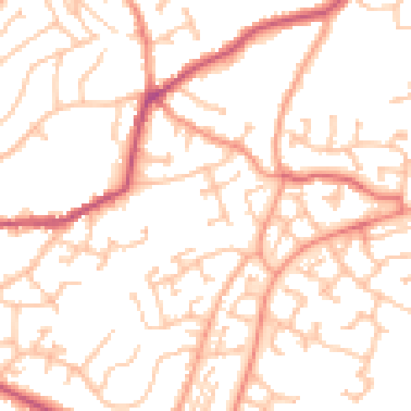 Daytime road noise heatmap for DY3 2DP