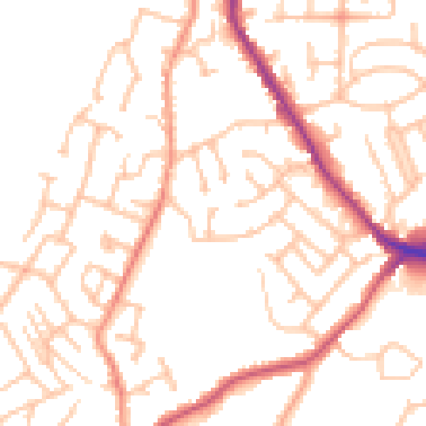 Daytime road noise heatmap for DY3 2DY