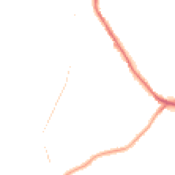 Night-time road noise heatmap for DY3 2DY