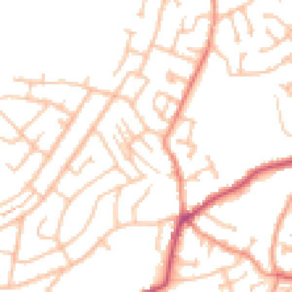 Daytime road noise heatmap for DY3 2EJ