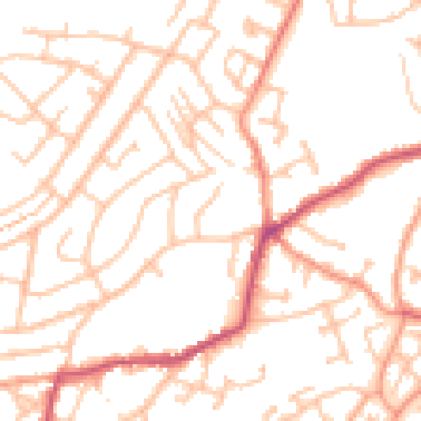 Daytime road noise heatmap for DY3 2EZ