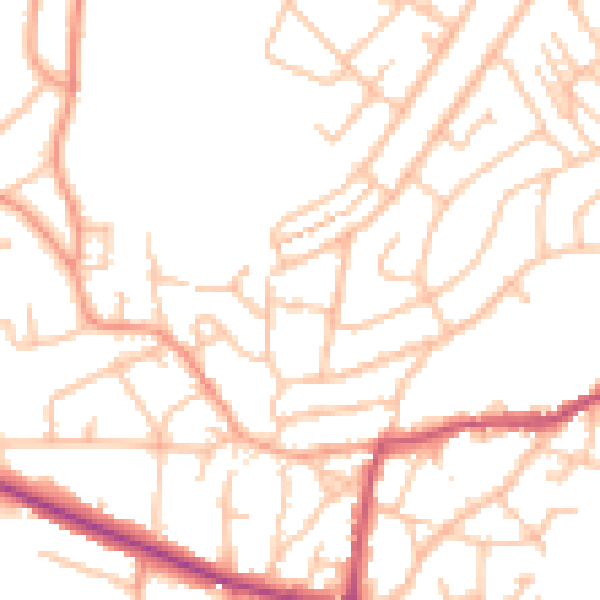 Daytime road noise heatmap for DY3 2LZ
