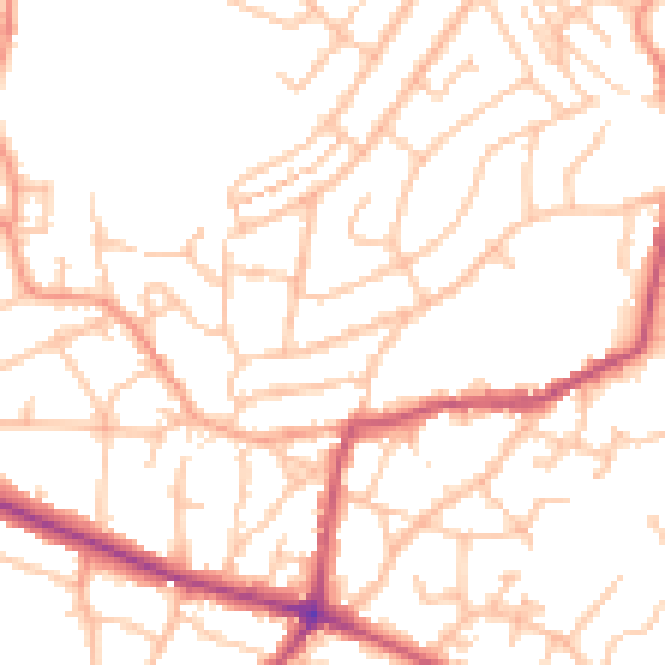 Daytime road noise heatmap for DY3 2NA