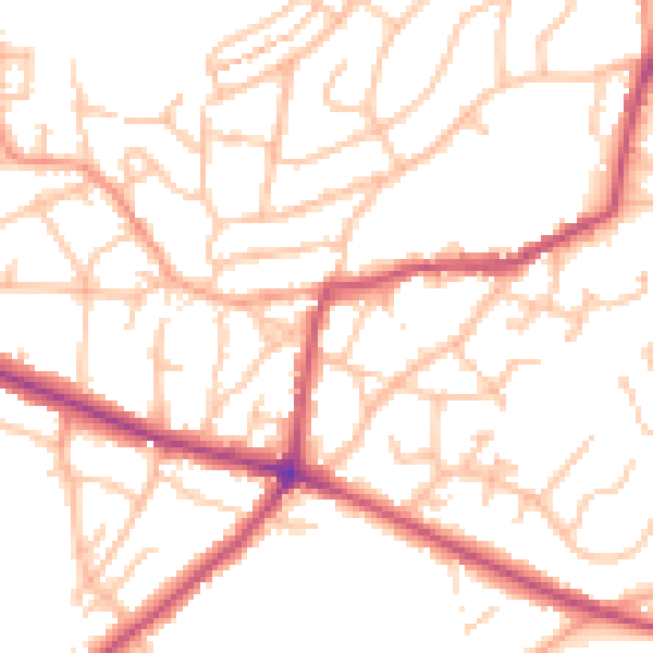 Daytime road noise heatmap for DY3 2NG