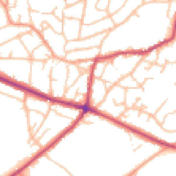 Daytime road noise heatmap for DY3 2NQ