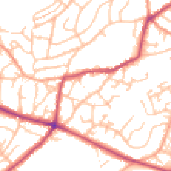 Daytime road noise heatmap for DY3 2NT