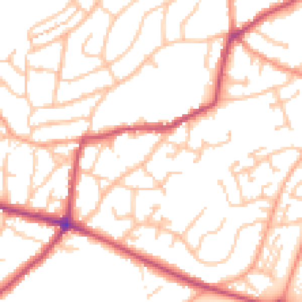 Daytime road noise heatmap for DY3 2NU