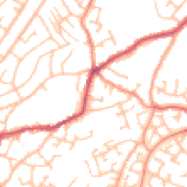 Daytime road noise heatmap for DY3 2PF