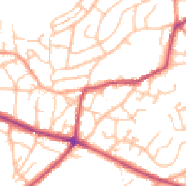 Daytime road noise heatmap for DY3 2PQ