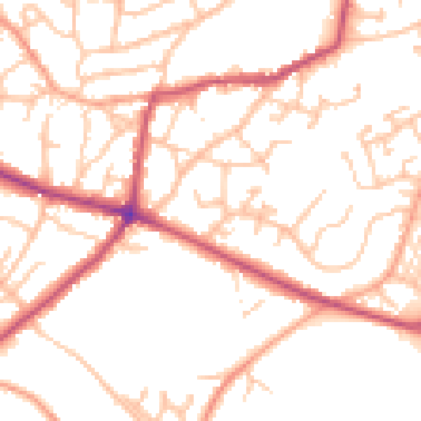 Daytime road noise heatmap for DY3 2QD