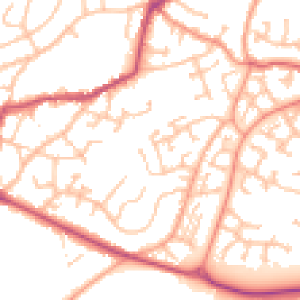 Daytime road noise heatmap for DY3 2QS