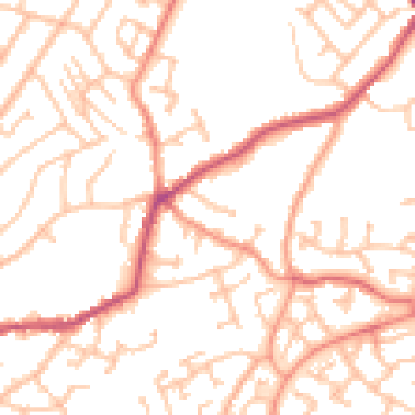 Daytime road noise heatmap for DY3 2RG