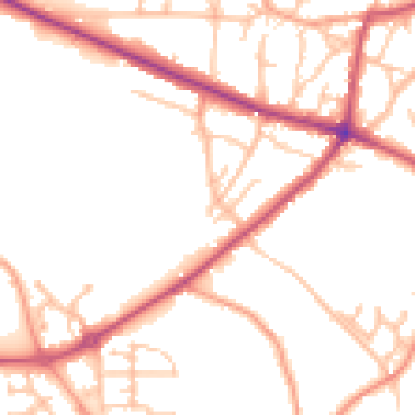 Daytime road noise heatmap for DY3 2SE