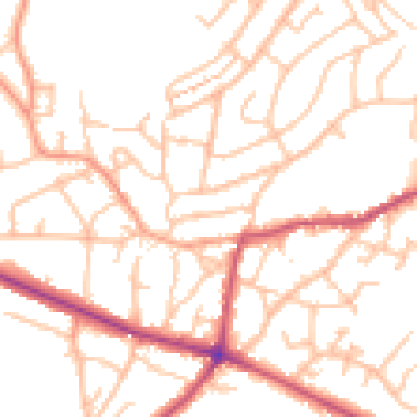 Daytime road noise heatmap for DY3 2UF