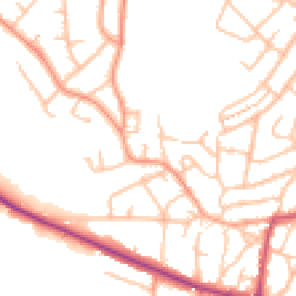 Daytime road noise heatmap for DY3 2UW