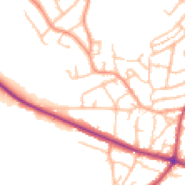 Daytime road noise heatmap for DY3 2XH