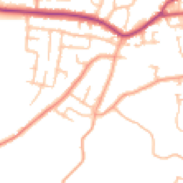 Daytime road noise heatmap for DY3 3LD