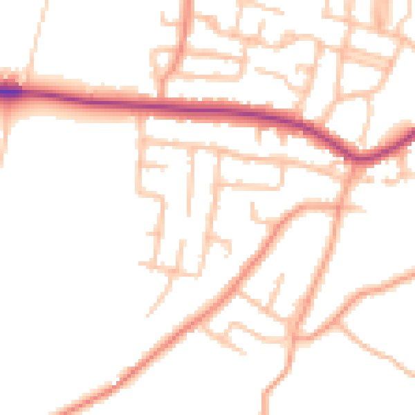 Daytime road noise heatmap for DY3 3NN