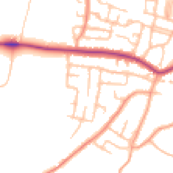 Daytime road noise heatmap for DY3 3NP