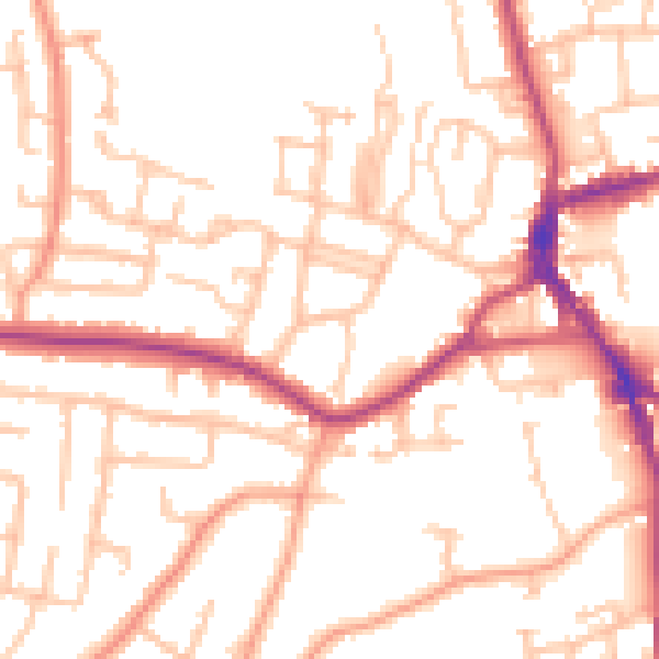 Daytime road noise heatmap for DY3 3SY