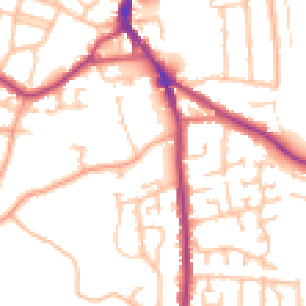Daytime road noise heatmap for DY3 3UE