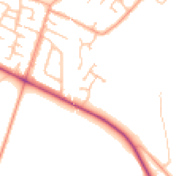 Daytime road noise heatmap for DY3 4AS