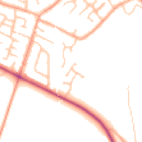 Daytime road noise heatmap for DY3 4AU