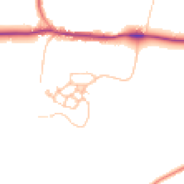 Daytime road noise heatmap for DY3 4BE