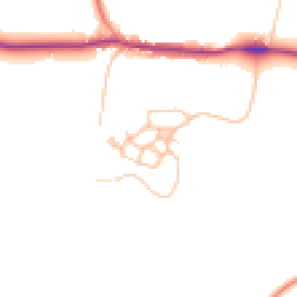 Daytime road noise heatmap for DY3 4BQ