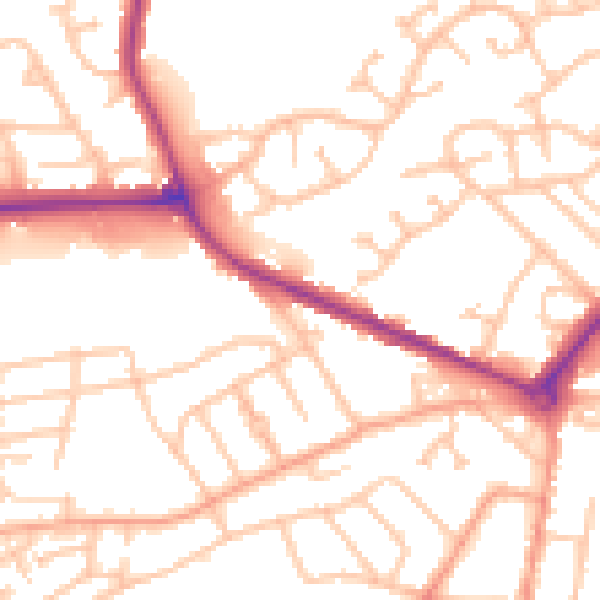 Daytime road noise heatmap for DY4 0AA