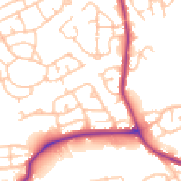 Daytime road noise heatmap for DY4 0AX