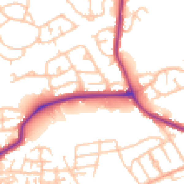 Daytime road noise heatmap for DY4 0BD