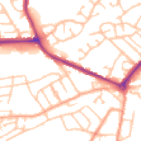 Daytime road noise heatmap for DY4 0BF
