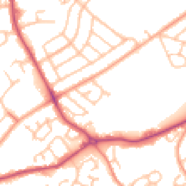 Daytime road noise heatmap for DY4 0NE