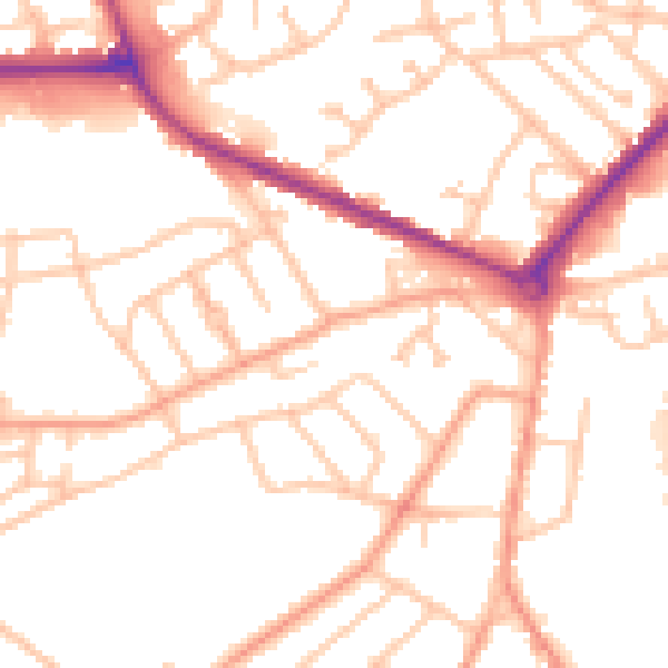 Daytime road noise heatmap for DY4 0YE