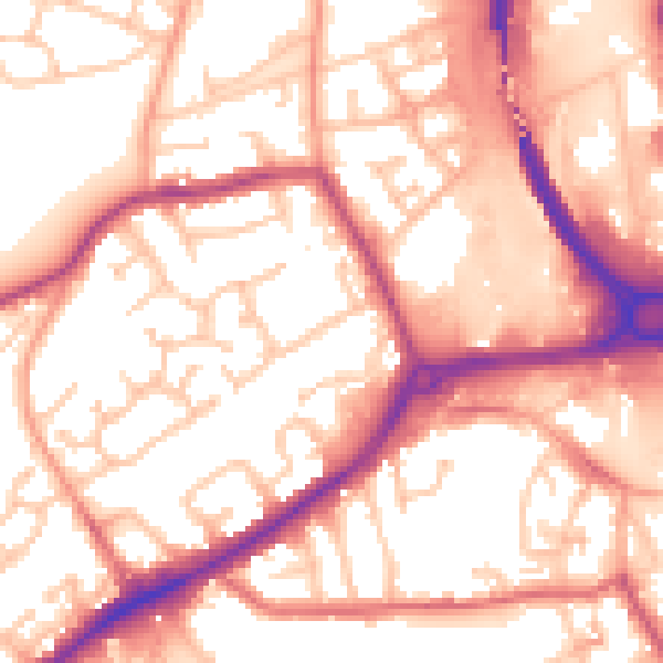 Daytime road noise heatmap for DY4 7BD