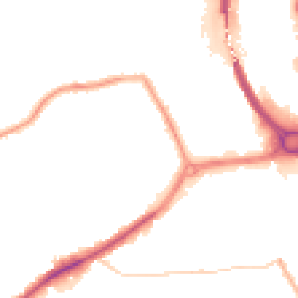 Night-time road noise heatmap for DY4 7BD