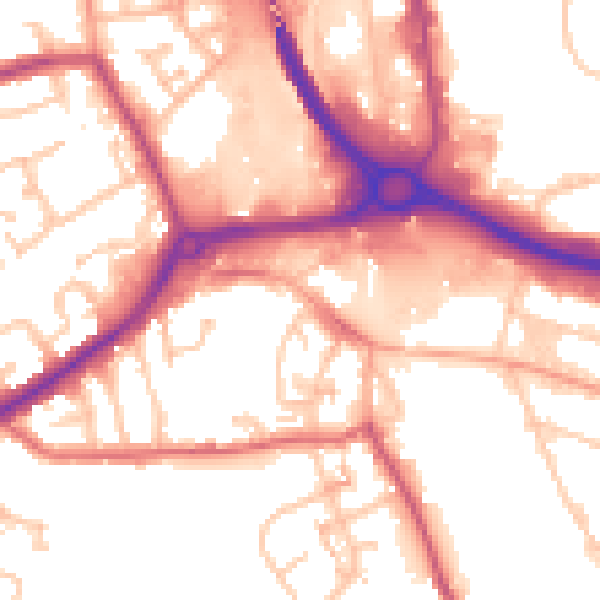 Daytime road noise heatmap for DY4 7EW