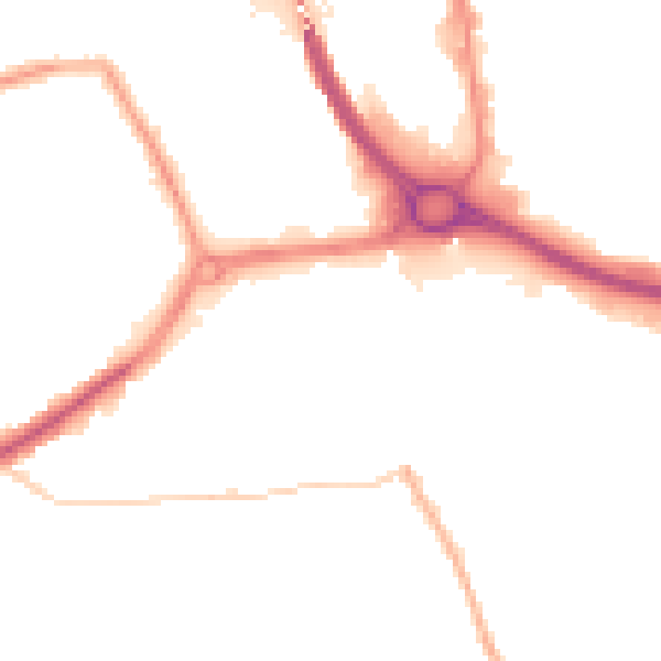 Night-time road noise heatmap for DY4 7EW