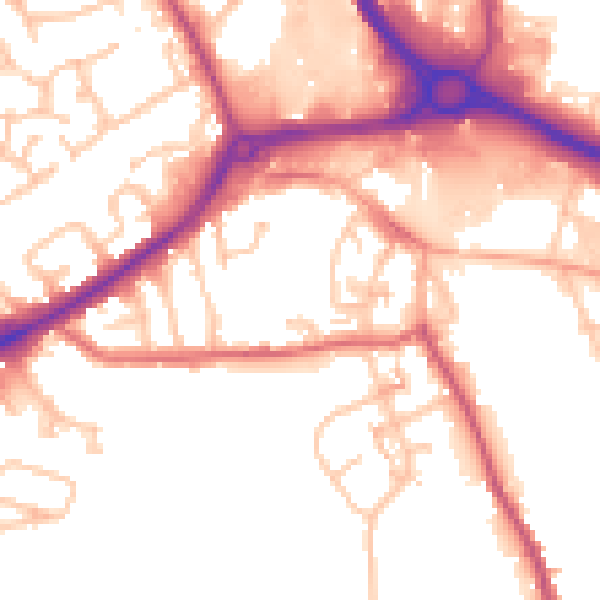 Daytime road noise heatmap for DY4 7HZ