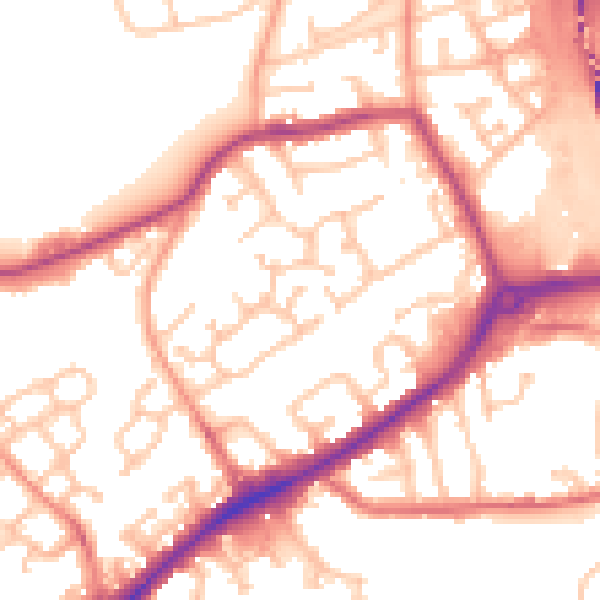 Daytime road noise heatmap for DY4 7LJ