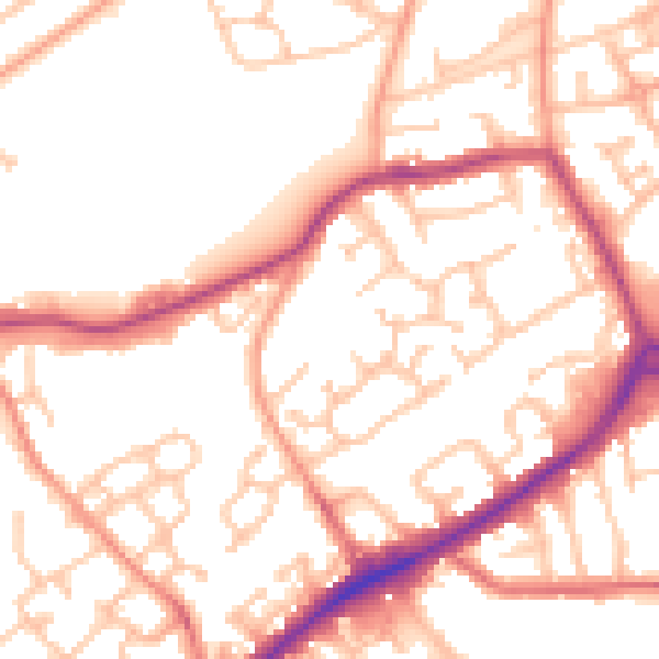 Daytime road noise heatmap for DY4 7NE