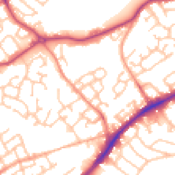 Daytime road noise heatmap for DY4 7NY