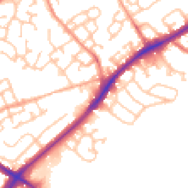 Daytime road noise heatmap for DY4 7PP