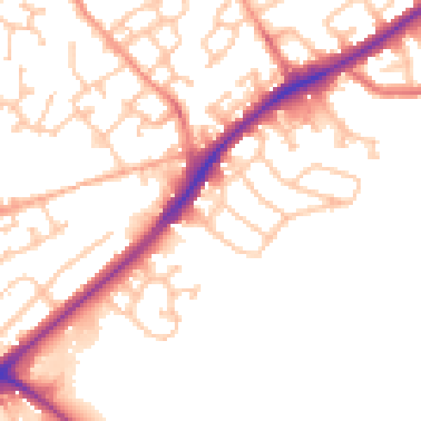 Daytime road noise heatmap for DY4 7QD
