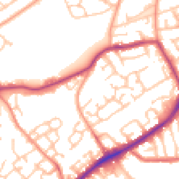 Daytime road noise heatmap for DY4 7QW