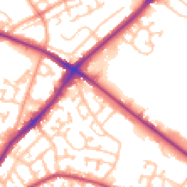Daytime road noise heatmap for DY4 7TX