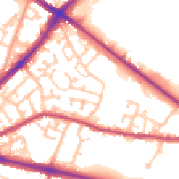 Daytime road noise heatmap for DY4 7XL